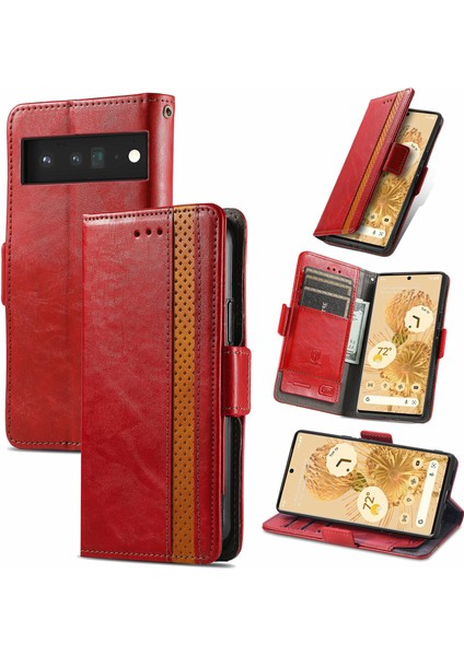 Google Pixel 6 Cüzdan Kılıfı, Kart Tutuculu Pu Deri Flip Kılıf Rfıd Engelleme Kickstand Telefon Kapağı (Yurt Dışından)
