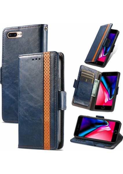 Apple iPhone 7 Plus/8 Plus Cüzdan Kılıfı, Kart Tutuculu Pu Deri Flip Kılıf Rfıd Engelleme Kickstand Telefon Kapağı (Yurt Dışından)