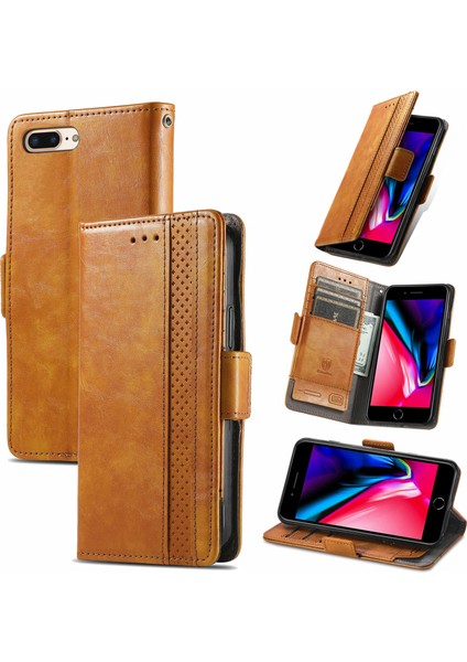 Apple iPhone 7 Plus/8 Plus Cüzdan Kılıfı, Kart Tutuculu Pu Deri Flip Kılıf Rfıd Engelleme Kickstand Telefon Kapağı (Yurt Dışından)