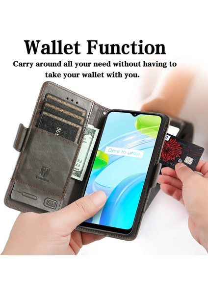 Oppo Realme C30 Cüzdan Kılıfı, Kart Tutuculu Pu Deri Flip Kılıf Rfıd Engelleme Kickstand Telefon Kapağı (Yurt Dışından)