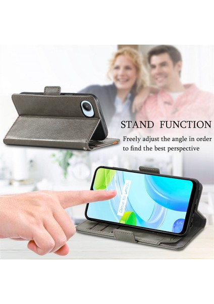 Oppo Realme C30 Cüzdan Kılıfı, Kart Tutuculu Pu Deri Flip Kılıf Rfıd Engelleme Kickstand Telefon Kapağı (Yurt Dışından)