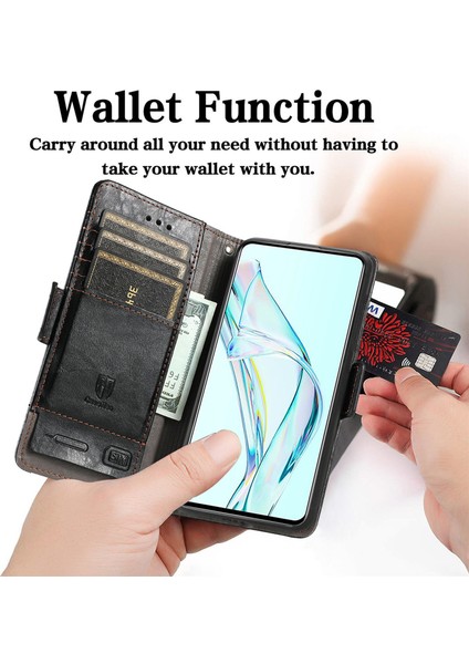 Zte Axon 30 5g Cüzdan Kılıfı, Kart Tutuculu Pu Deri Flip Kılıf Rfıd Engelleme Kickstand Telefon Kapağı (Yurt Dışından)
