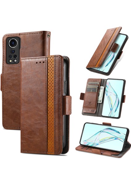 Zte Axon 30 5g Cüzdan Kılıfı, Kart Tutuculu Pu Deri Flip Kılıf Rfıd Engelleme Kickstand Telefon Kapağı (Yurt Dışından)