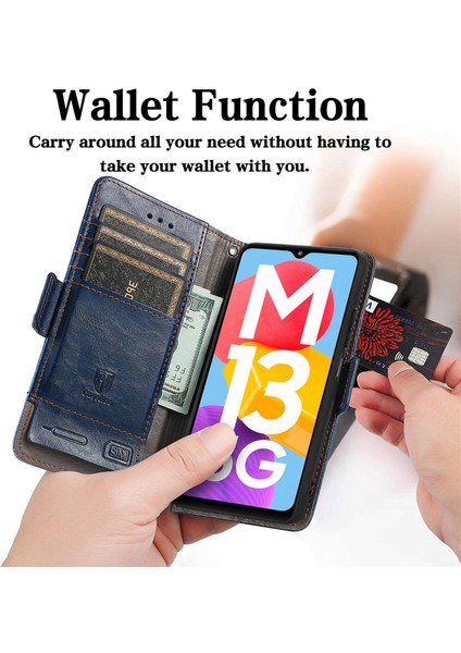 Samsung Galaxy M13 5g Cüzdan Kılıfı, Kart Tutuculu Pu Deri Flip Kılıf Rfıd Engelleme Kickstand Telefon Kapağı (Yurt Dışından)