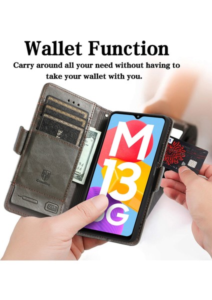 Samsung Galaxy M13 5g Cüzdan Kılıfı, Kart Tutuculu Pu Deri Flip Kılıf Rfıd Engelleme Kickstand Telefon Kapağı (Yurt Dışından)