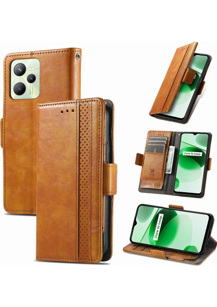 Realme C35 Cüzdan Kılıfı, Kart Tutuculu Pu Deri Flip Kılıf Rfıd Engelleme Kickstand Telefon Kapağı (Yurt Dışından)