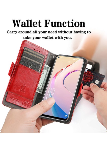 Oukitel C21 Pro Cüzdan Kılıfı, Kart Tutuculu Pu Deri Flip Kılıf Rfıd Engelleme Kickstand Telefon Kapağı (Yurt Dışından)