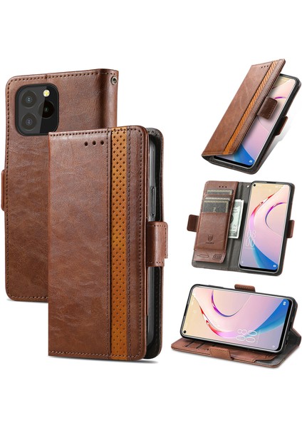 Oukitel C21 Pro Cüzdan Kılıfı, Kart Tutuculu Pu Deri Flip Kılıf Rfıd Engelleme Kickstand Telefon Kapağı (Yurt Dışından)