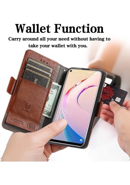 Oukitel C21 Pro Cüzdan Kılıfı, Kart Tutuculu Pu Deri Flip Kılıf Rfıd Engelleme Kickstand Telefon Kapağı (Yurt Dışından)