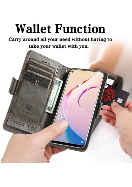 Oukitel C21 Pro Cüzdan Kılıfı, Kart Tutuculu Pu Deri Flip Kılıf Rfıd Engelleme Kickstand Telefon Kapağı (Yurt Dışından)