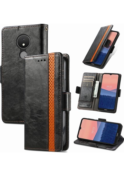Nokia C21 Cüzdan Kılıfı, Kart Tutuculu Pu Deri Flip Kılıf Rfıd Engelleme Kickstand Telefon Kapağı (Yurt Dışından)