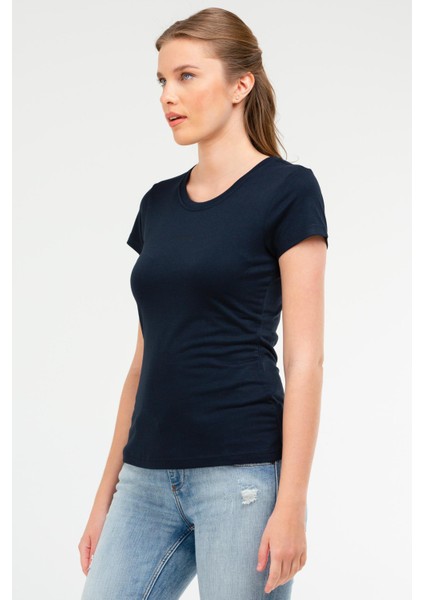 Lacivert Slim Fit Düz Modal O Yaka Kısa Kol Kadın Tişört - SF0601 fiyatları