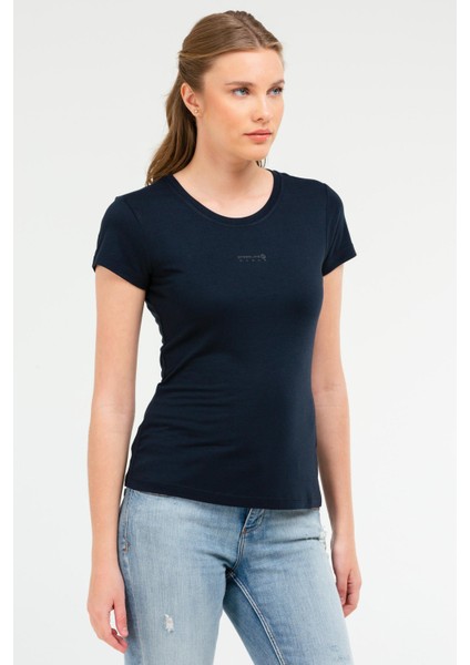 Lacivert Slim Fit Düz Modal O Yaka Kısa Kol Kadın Tişört - SF0601 modelleri