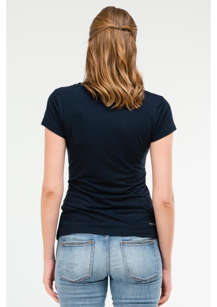 Lacivert Slim Fit Düz Modal O Yaka Kısa Kol Kadın Tişört - SF0601 fırsatları