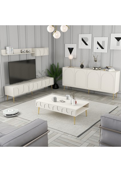 Variant Lyon 3 Lü Salon Takımı - Krem / Altın
