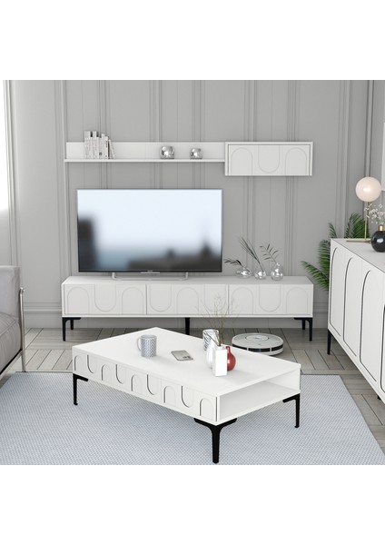 Variant Lyon Tv Ünitesi ve Orta Sehpa Takımı - Beyaz / Siyah