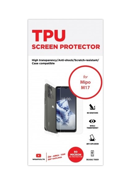 Mipo M17 Ön, Arka ve Yan 360 Derece Tam Kaplama Tpu Film