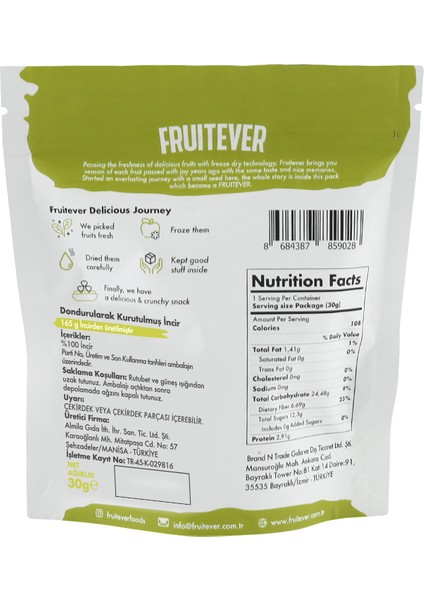 Freeze Dried İncir Dondurularak Kurutulmuş 30 gr