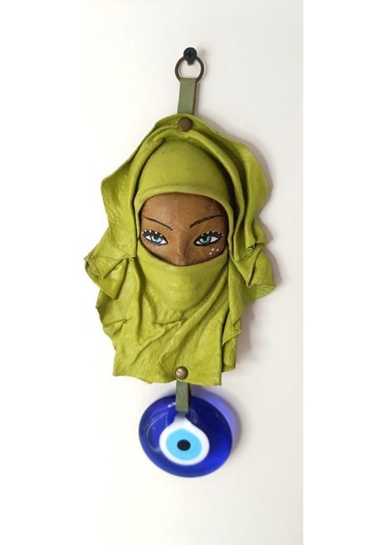 Deri Maske Vintage Deri Yüz Maskesi Cam Nazar Kötü Ruh Kötü Göz Heykel Sanat El Işi