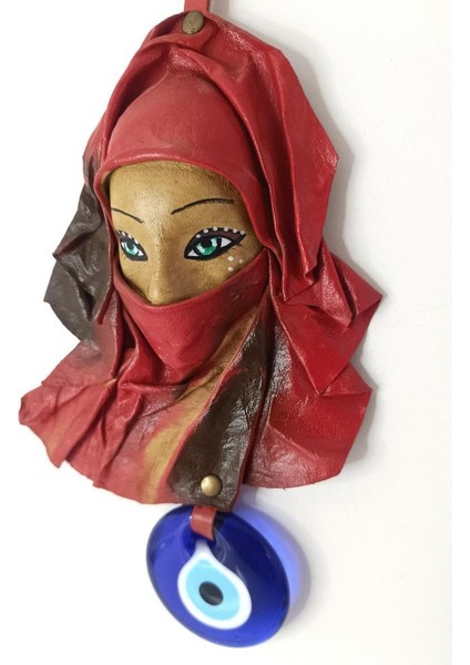 Deri Maske Vintage Deri Yüz Maskesi Cam Nazar Kötü Ruh Kötü Göz Heykel Sanat El Işi fiyatları