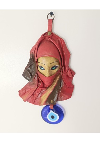 Deri Maske Vintage Deri Yüz Maskesi Cam Nazar Kötü Ruh Kötü Göz Heykel Sanat El Işi fırsatları