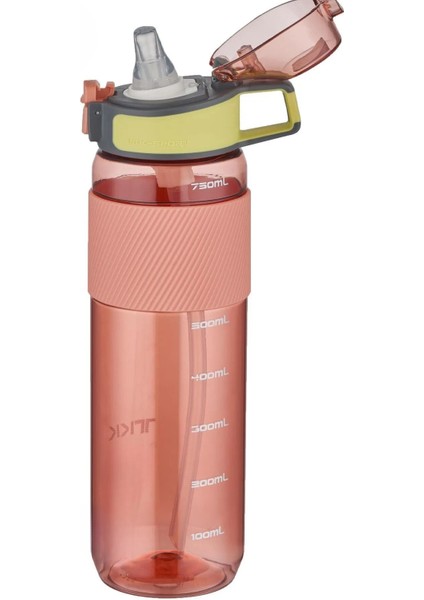 Tkk 800ML Pipetli Taşıma Kulplu Silikon Gövde Ölçü Skalalı Tritan Su Matarası