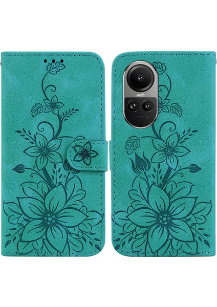 Oppo Reno 10 5g Kabartmalı Lily Cüzdan Kılıfı ile Uyumlu, Kart Tutuculu Pu Deri Kapaklı (Yurt Dışından) indirimleri