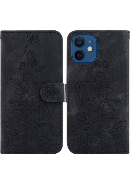 Apple iPhone 12 Mini Kabartmalı Lily Cüzdan Kılıfı ile Uyumlu, Kart Tutuculu Pu Deri Kapaklı (Yurt Dışından) indirimleri