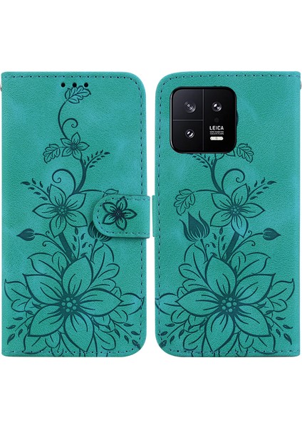 Xiaomi 13 5g Kabartmalı Lily Cüzdan Kılıfı ile Uyumlu, Kart Tutuculu Pu Deri Kapaklı (Yurt Dışından)