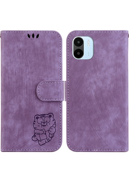 Xiaomi Redmi A1 Kabartmalı Sevimli Kaplan Flip Folyo Cüzdan Kılıf Kart Cebi Tutucu Kapak (Yurt Dışından)