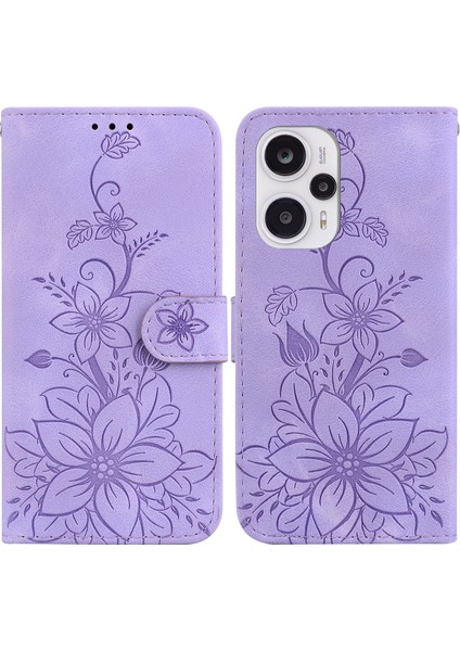 Xiaomi Poco F5 Kabartmalı Lily Cüzdan Kılıfı ile Uyumlu, Kart Tutuculu Pu Deri Kapaklı (Yurt Dışından) indirimleri