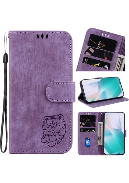 Oppo Reno 5 Pro Plus 5g Kabartmalı Sevimli Kaplan Flip Folyo Cüzdan Kılıf Kart Cebi Tutucu Kapak (Yurt Dışından)