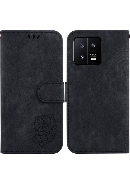 Xiaomi 13 5g Kabartmalı Sevimli Kaplan Flip Folyo Cüzdan Kılıf Kart Cebi Tutucu Kapak (Yurt Dışından)