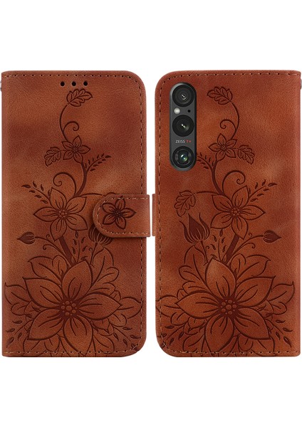 Sony Xperia 1 V Kabartmalı Lily Cüzdan Kılıfı ile Uyumlu, Kart Tutuculu Pu Deri Kapaklı (Yurt Dışından) indirimleri