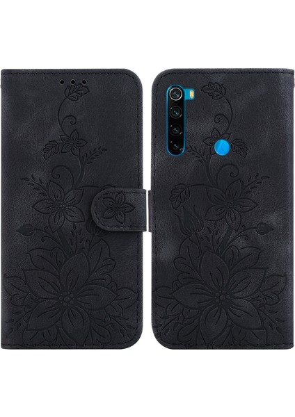 Xiaomi Redmi Note 8t Kabartmalı Lily Cüzdan Kılıfı ile Uyumlu, Kart Tutuculu Pu Deri Kapaklı (Yurt Dışından)