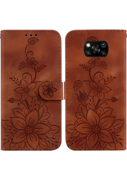 Xiaomi Poco X3 Pro Kabartmalı Lily Cüzdan Kılıfı ile Uyumlu, Kart Tutuculu Pu Deri Kapaklı (Yurt Dışından) indirimleri