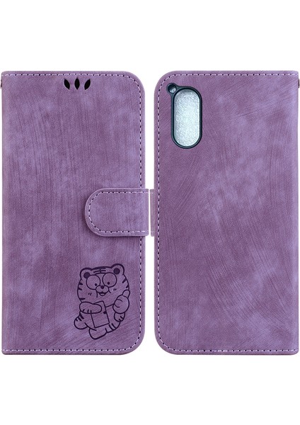 Sony Xperia 5 V Kabartmalı Sevimli Kaplan Flip Folyo Cüzdan Kılıf Kart Cebi Tutucu Kapak (Yurt Dışından)