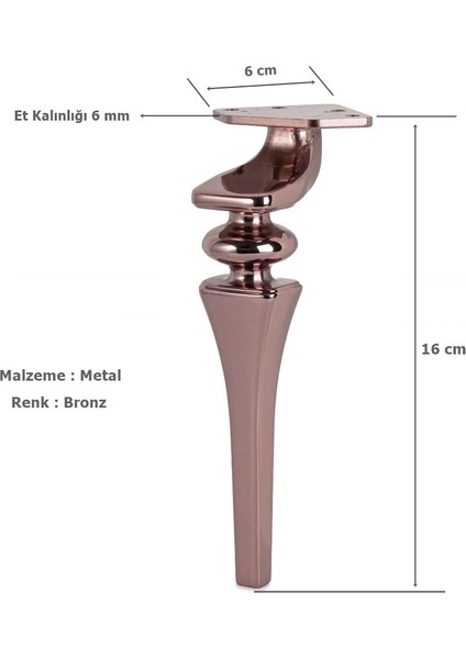 Sintra Lüx Metal Ayak 16 cm Bronz Mobilya Koltuk Ayağı fiyatları