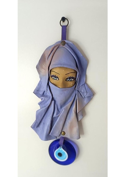 Deri Maske Vintage Deri Yüz Maskesi Cam Nazar Kötü Ruh Kötü Göz Heykel Sanat El Işi