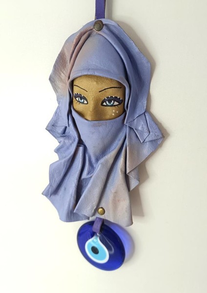Deri Maske Vintage Deri Yüz Maskesi Cam Nazar Kötü Ruh Kötü Göz Heykel Sanat El Işi fiyatları