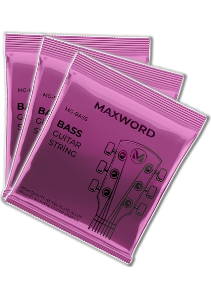 Maxword Gt-Bass-3x Kaliteli Bas Gitar Teli 3 Takım Set