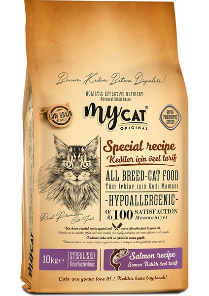 My Cat Mycat Original Hypoallergenic Light Somon Balıklı Sterilised Kısır Kedi Maması 10 kg