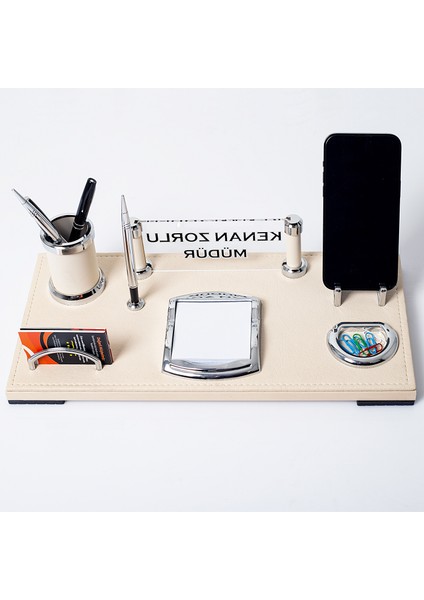 Idea Bej Masaüstü Isimlik Seti Yeni Iş Hediye Deri Ofis Masa Isimliği modelleri