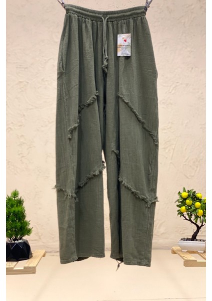 Püsküllü Keten Şalvar Pantolon