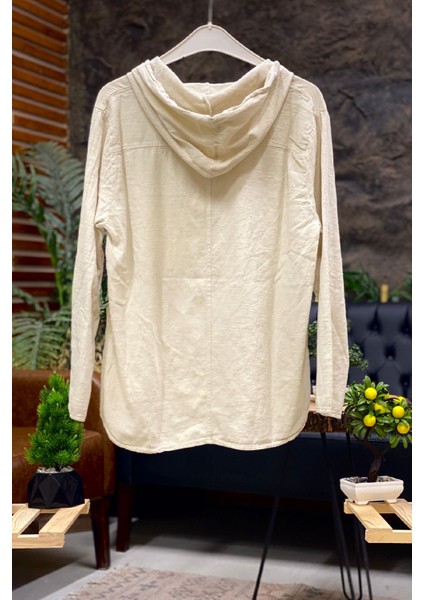 Kapşonlu Cepli Keten Gömlek fiyatları