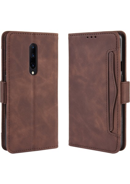 Oneplus 7 Pro ile Uyumlu Kickstand Koruyucu, Kredi Kartı Tutacağı Pu Deri Darbeye Dayanıklı Telefon Kılıfı (Yurt Dışından)