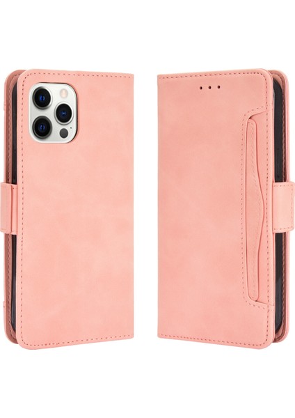 iPhone 12 Pro Max ile Uyumlu Kickstand Koruyucu, Kredi Kartı Tutacağı Pu Deri Darbeye Dayanıklı Telefon Kılıfı (Yurt Dışından)