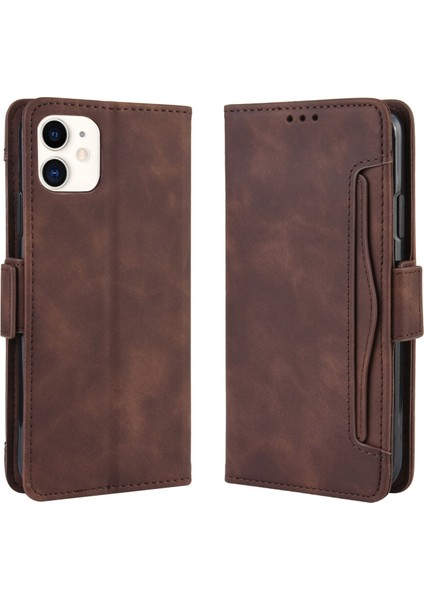 iPhone 11 ile Uyumlu Kickstand Koruyucu, Kredi Kartı Tutacağı Pu Deri Darbeye Dayanıklı Telefon Kılıfı (Yurt Dışından)