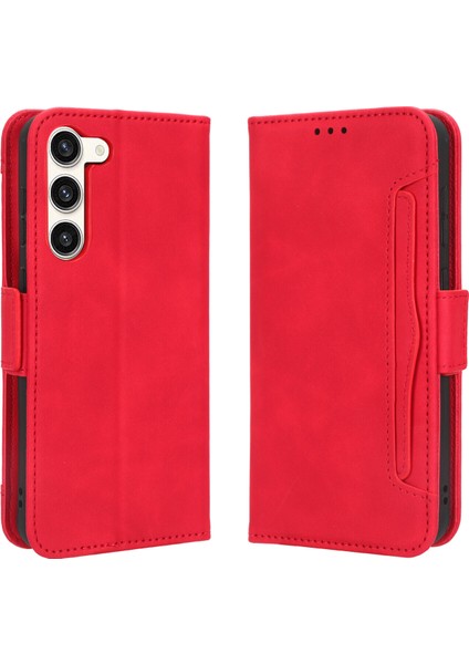 Samsung Galaxy S23 Plus ile Uyumlu Kickstand Koruyucu, Kredi Kartı Tutacağı Pu Deri Darbeye Dayanıklı Telefon Kılıfı (Yurt Dışından)