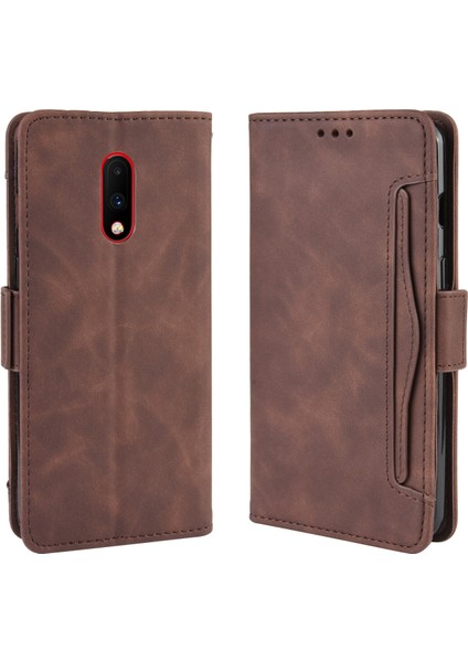 Oneplus 7 ile Uyumlu Kickstand Koruyucu, Kredi Kartı Tutacağı Pu Deri Darbeye Dayanıklı Telefon Kılıfı (Yurt Dışından)